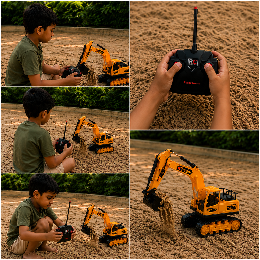 Remote Control Excavator Toy with Rechargeable Battery – Construction Digger for Kids