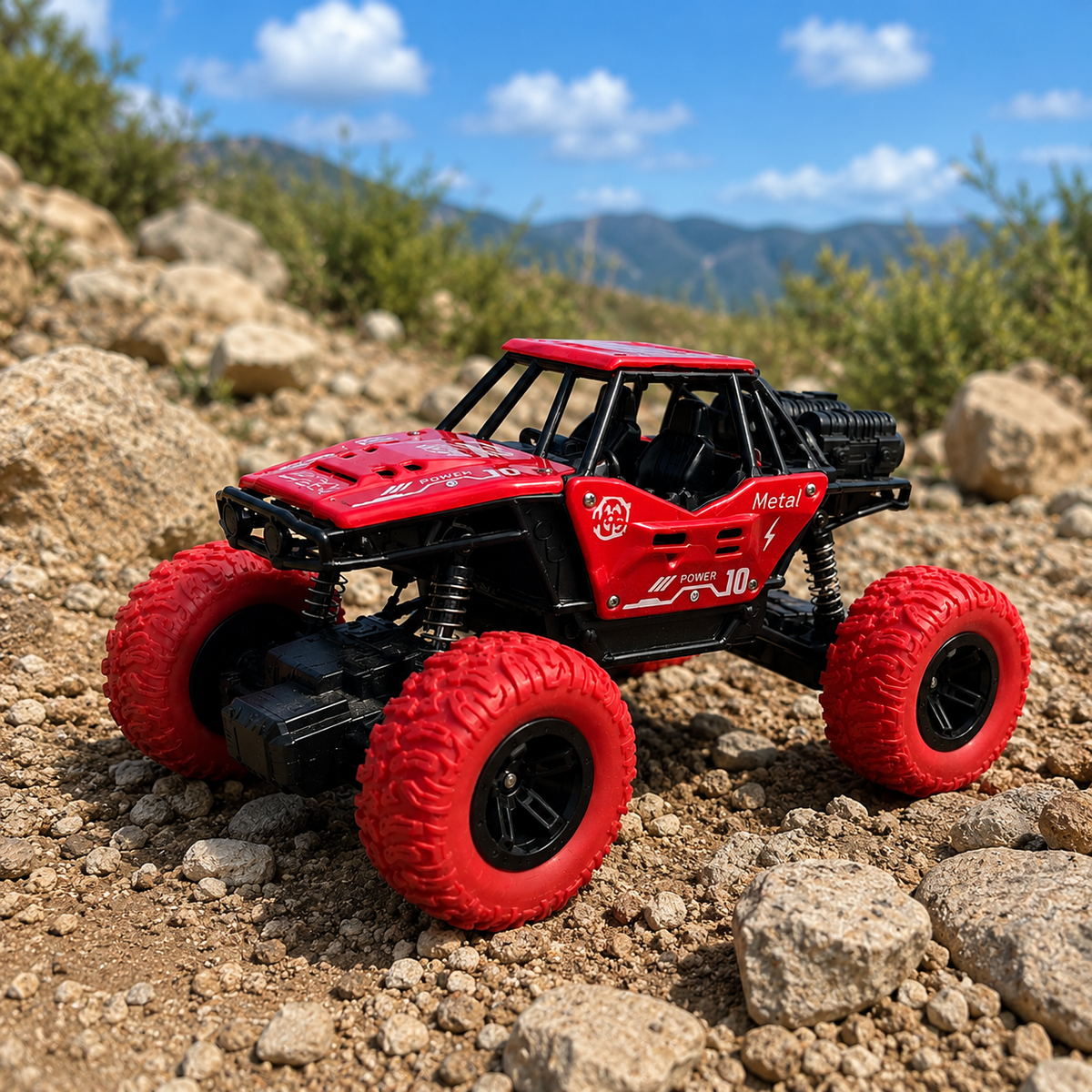 RC Monster Truck with Metal Body,  1:18 Scale model size , Shock Suspension & Big Tires for Kids 6+RC Rock Crawler Car 1:18 Remote Control Off Road Monster Truck with Metal Body, Shock Suspension, Mist Smoke & Big Tires