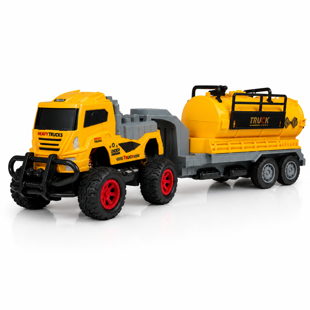 Off-Road RC Tanker Truck Toy with Flexible Cab & Detachable Trailer for Kids + Rechargable Battery