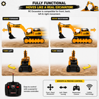 Remote Control Excavator Toy with Rechargeable Battery – Construction Digger for Kids