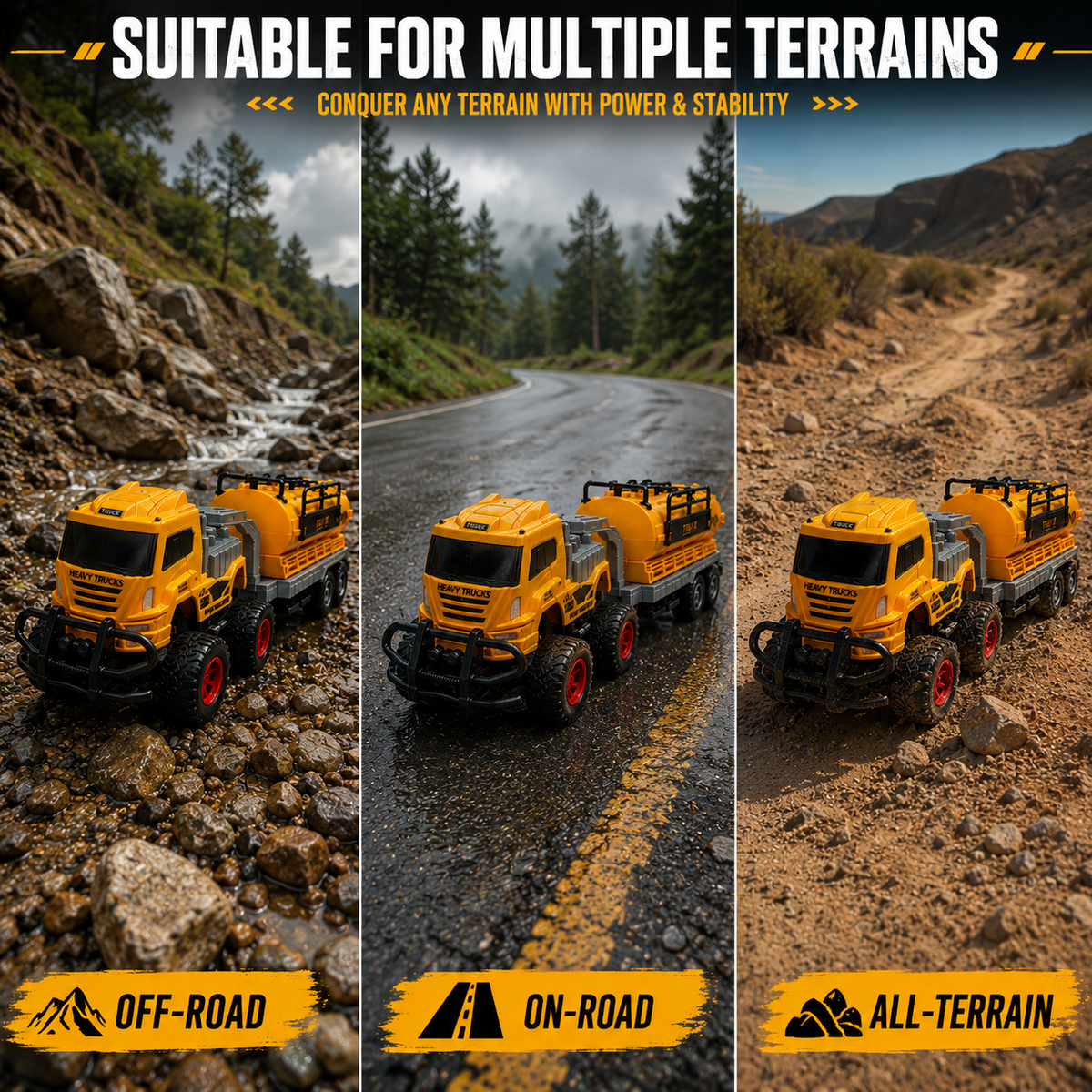 Off-Road RC Tanker Truck Toy with Flexible Cab & Detachable Trailer for Kids + Rechargable Battery
