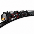 Small Black Train  - Battery Operated Steam Engine with Coal & Passenger Coach 10 (30 Inch) Round Track - Vintage Style Toy Train with Lights & Sound for Kids