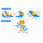 Funny Automatic Duck Chasing Race Track Game Set, Climbing Duckling Lovely Toy Escalator with Lights and Music, Cute Cartoon Ladder with 3 Ducks