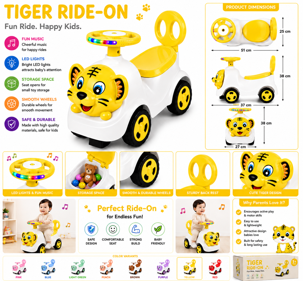 Ride-On Vehicle Baby/Kids Ride on Toys - Push Car for Children Suitable for Boys & Girls 1-3 Years