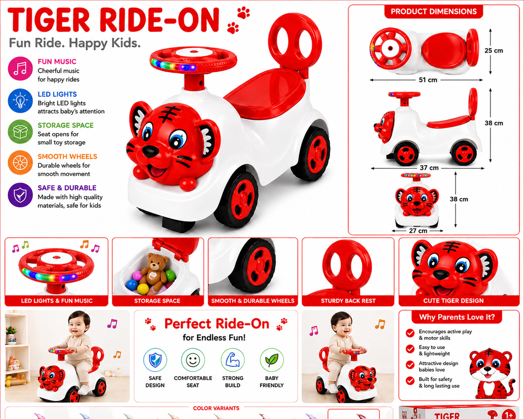Ride-On Vehicle Baby/Kids Ride on Toys - Push Car for Children Suitable for Boys & Girls 1-3 Years