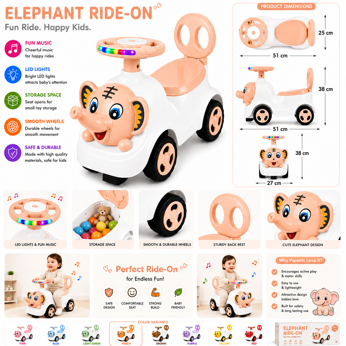 Ride-On Vehicle Baby/Kids Ride on Toys - Push Car for Children Suitable for Boys & Girls 1-3 Years
