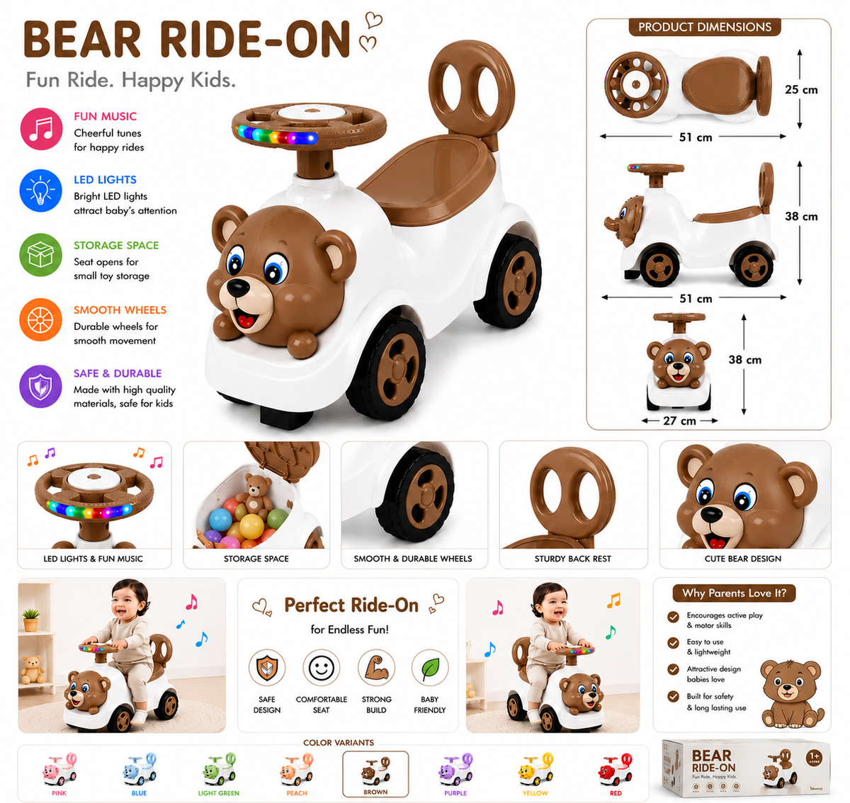 Ride-On Vehicle Baby/Kids Ride on Toys - Push Car for Children Suitable for Boys & Girls 1-3 Years