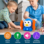 Voice Control Banana Dancing Penguin Toy | Spinning, Rolling and Tumbling Toy for Kids with Bright LED Lights & Sound Effects