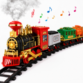 Real Smoke Steam Train Engine Toy Set with Musical Sound, LED Lights & Railway Track for Boys and Girls