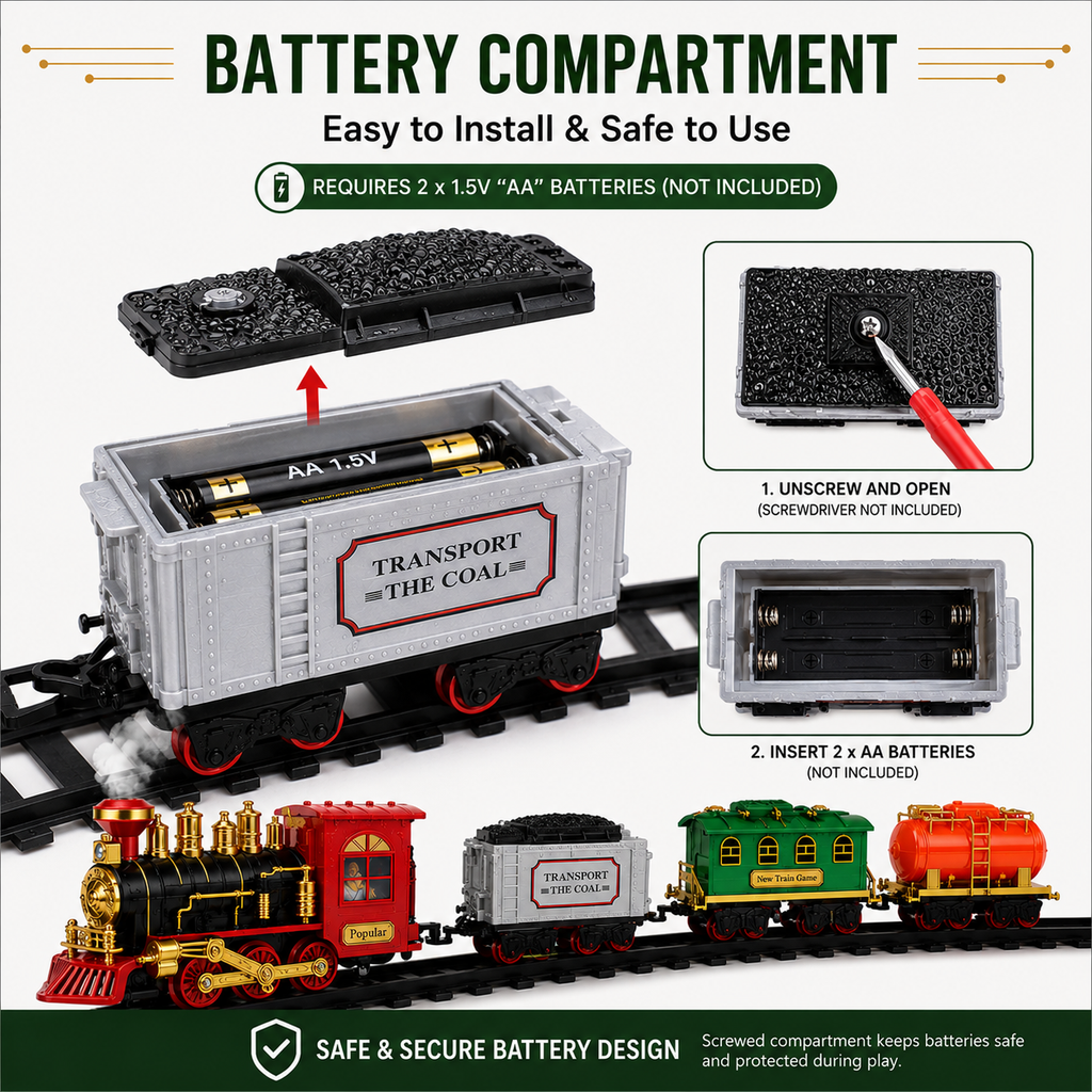 Real Smoke Steam Train Engine Toy Set with Musical Sound, LED Lights & Railway Track for Boys and Girls