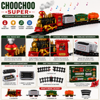 Real Smoke Steam Train Engine Toy Set with Musical Sound, LED Lights & Railway Track for Boys and Girls