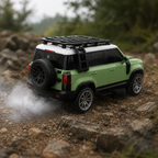Remote Control SUV Car 1:16 Scale Model with Opening Doors & Hood, LED Lights, Roof Rack, Realistic Green & White Design, Off-Road RC Toy for Kids & Adults