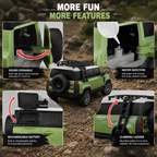 Remote Control SUV Car 1:16 Scale Model with Opening Doors & Hood, LED Lights, Roof Rack, Realistic Green & White Design, Off-Road RC Toy for Kids & Adults