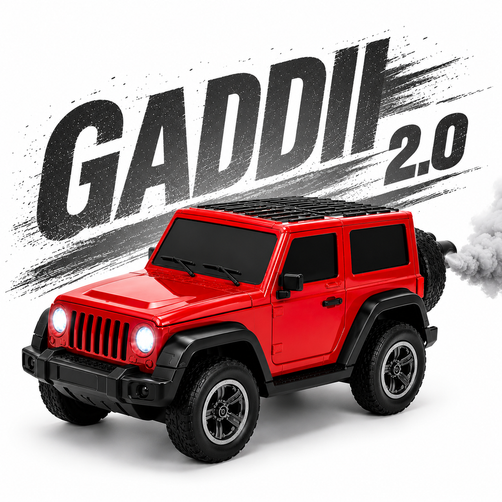 RC Thar Gaddii 2.0 ( Smoke Version ) Toy Car with LED Headlights & USB Charging | , Forward & Backward, Ages 4+ Years, Rechargeable Battery, Full Function Remote