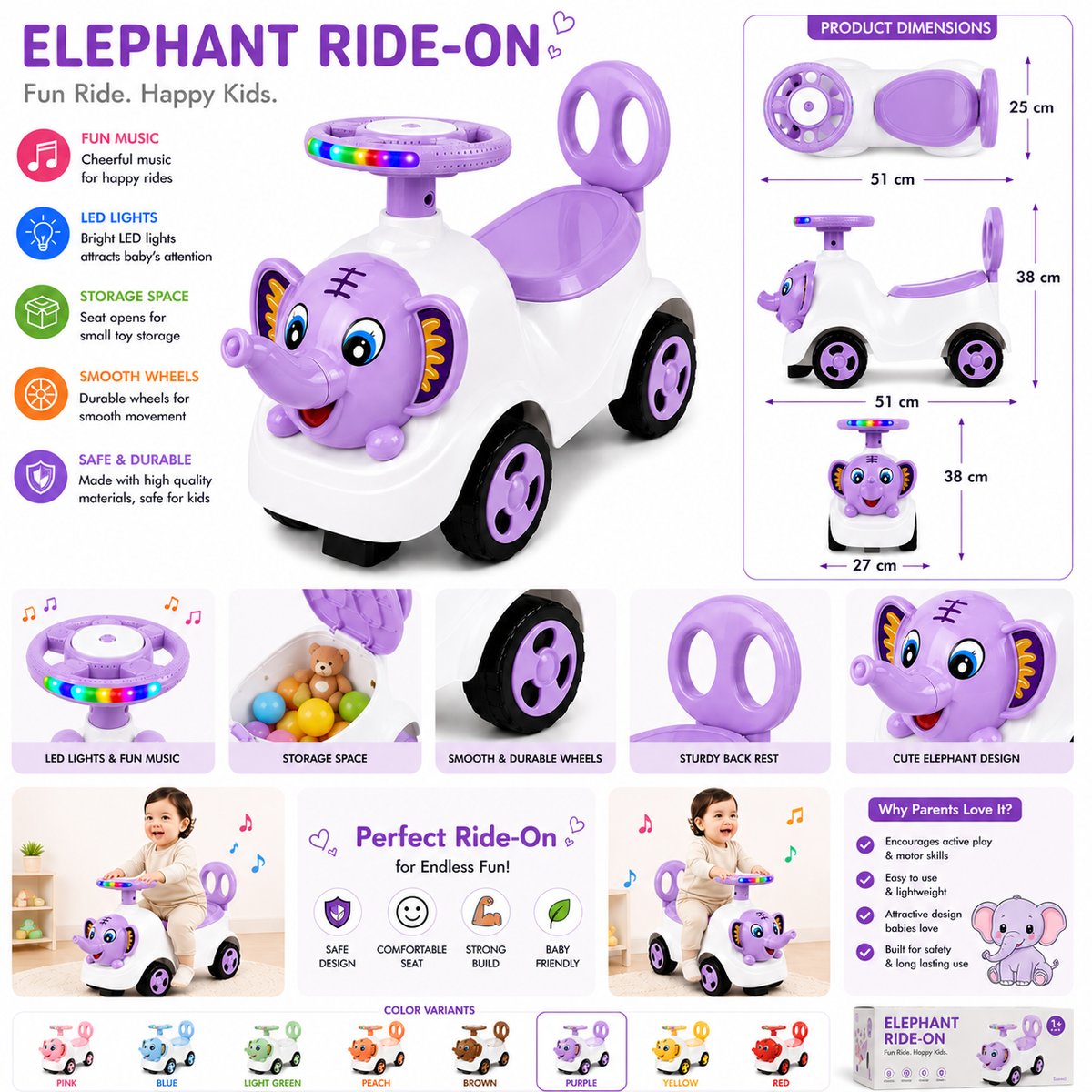 Ride-On Vehicle Baby/Kids Ride on Toys - Push Car for Children Suitable for Boys & Girls 1-3 Years