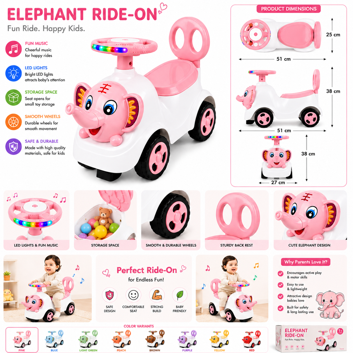 Ride-On Vehicle Baby/Kids Ride on Toys - Push Car for Children Suitable for Boys & Girls 1-3 Years