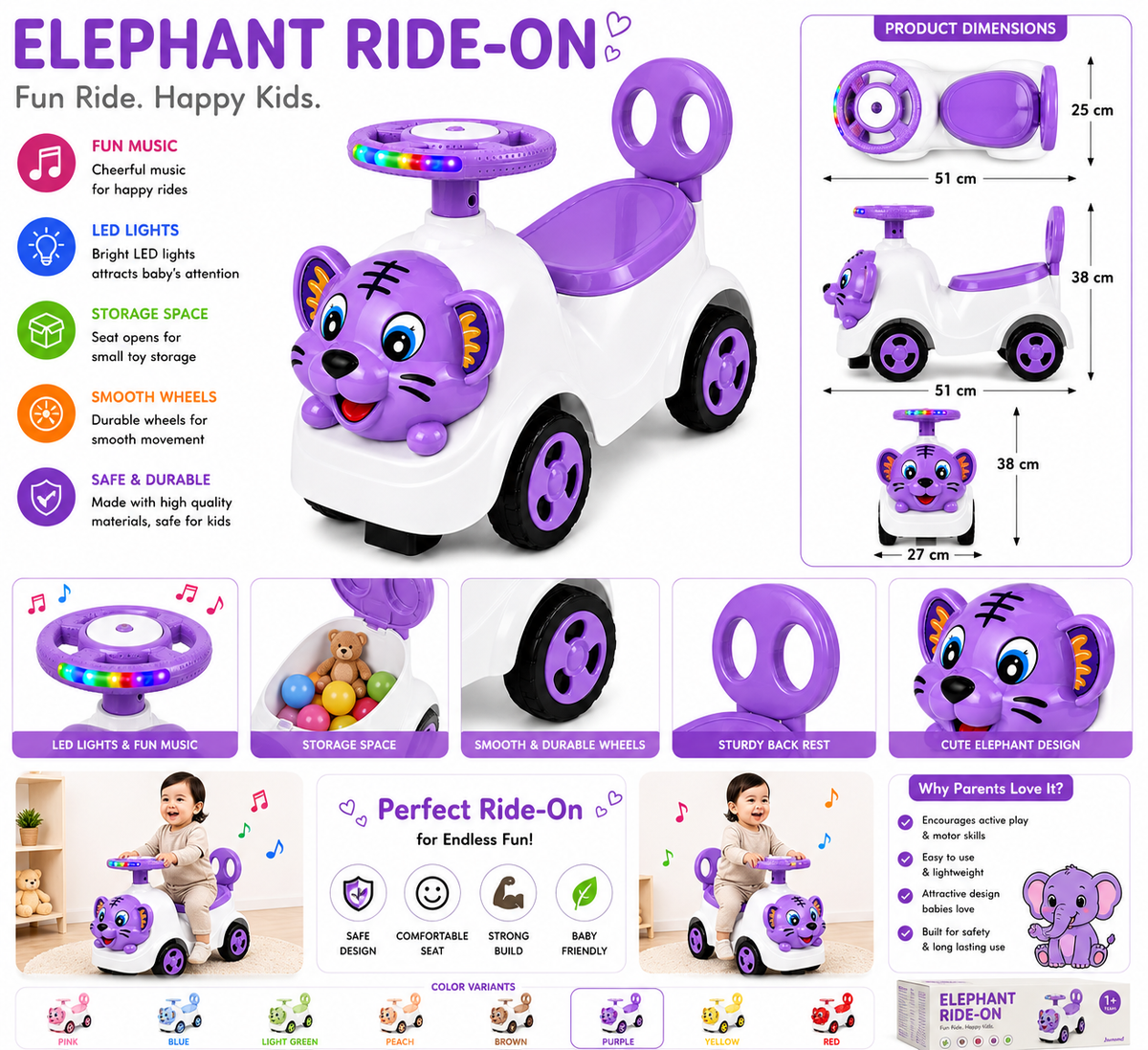 Ride-On Vehicle Baby/Kids Ride on Toys - Push Car for Children Suitable for Boys & Girls 1-3 Years