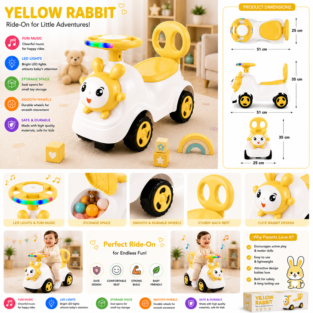 Ride-On Vehicle Baby/Kids Ride on Toys - Push Car for Children Suitable for Boys & Girls 1-3 Years
