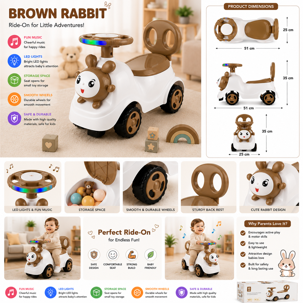 Ride-On Vehicle Baby/Kids Ride on Toys - Push Car for Children Suitable for Boys & Girls 1-3 Years