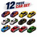 12 Pcs Mini Push Back Racing Cars Set for Kids, Colorful Pickup Toy Cars