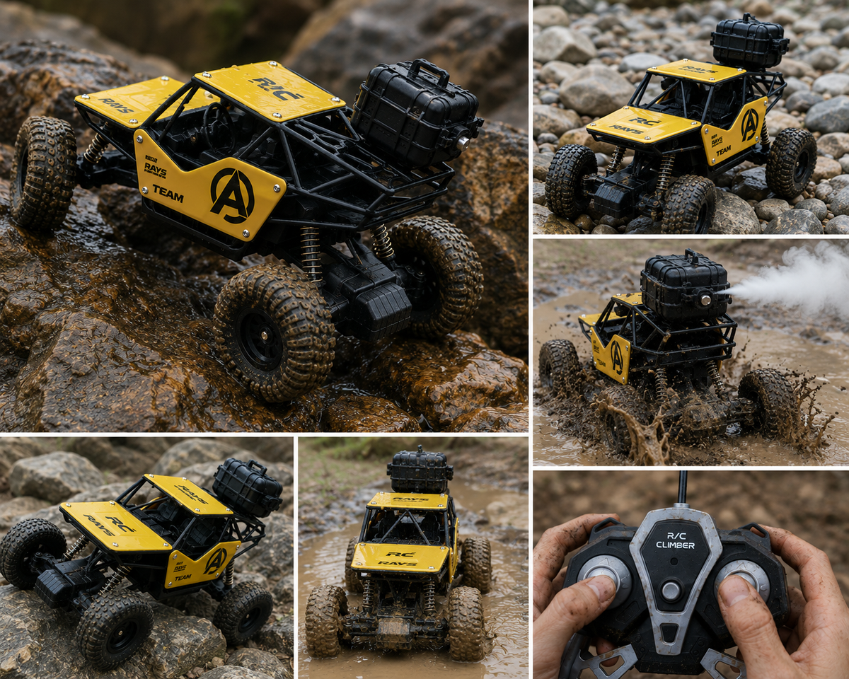 1:18 Scale RC Rock Crawler Car with 4-Wheel Suspension, Oversized Tires & Off-Road Control