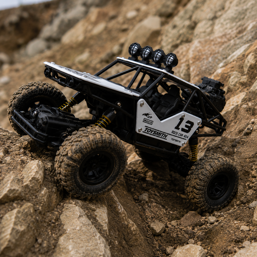 1:12 Scale RC Rock Crawler 4x4 Off-Road Car with Shock Absorbers, LED Lights & Smoke Effect, Type-C Rechargeable
