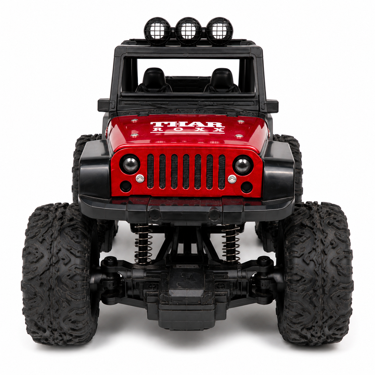 1:12 Scale Thar Roxx Monster RC Car with Metallic Body, 4-Wheel Shock Absorbers, LED Lights, Water Mist Spray & Type-C Charging – Remote Controlled Off-Road Crawler