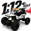 1:12 Scale RC Rock Crawler 4x4 Off-Road Car with Shock Absorbers, LED Lights & Smoke Effect, Type-C Rechargeable