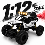 1:12 Scale RC Rock Crawler 4x4 Off-Road Car with Shock Absorbers, LED Lights & Smoke Effect, Type-C Rechargeable