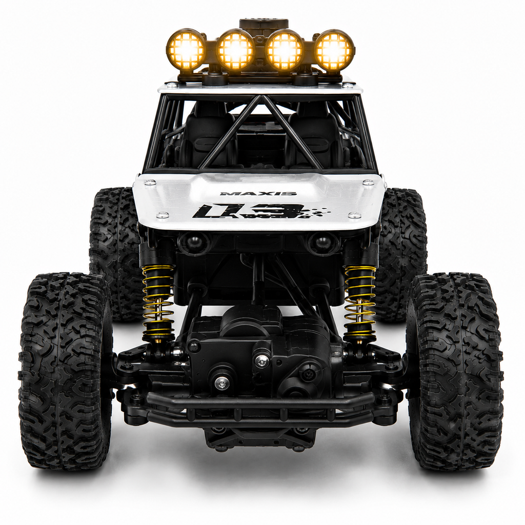1:12 Scale RC Rock Crawler 4x4 Off-Road Car with Shock Absorbers, LED Lights & Smoke Effect, Type-C Rechargeable