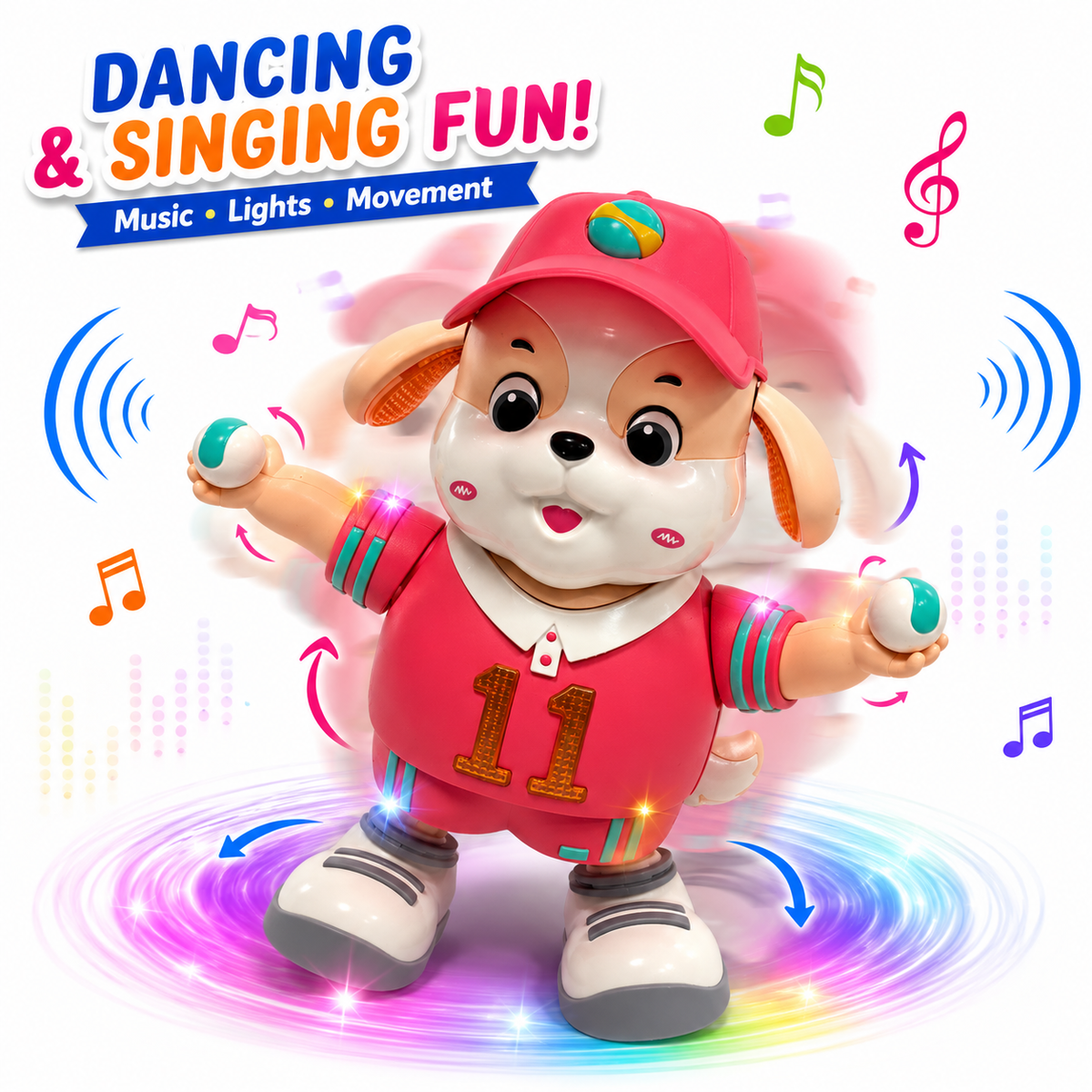 Dancing Dog Toy with Music & Colorful LED Lights | Battery Operated Walking Duck for Kids & Toddlers
