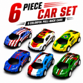 6 Pcs Pull Back Toy Cars Set for Kids – No Battery Push & Go Mini Cars