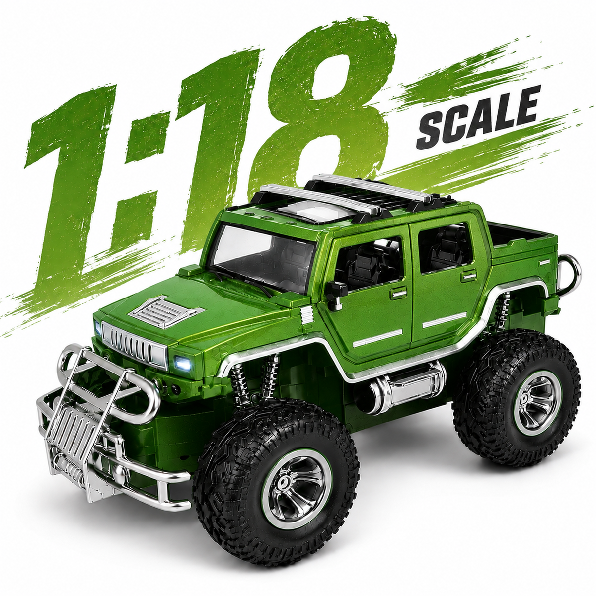 Hummer 4x4 SUV RC Car with Mobile App & Remote Control, 1:18 Scale Rechargeable Off-Road Toy Car with Type-C Charging, LED Lights & Rugged Design
