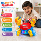 Dancing Crab Toy for Kids with Colorful LED Lights, Music & Sound, Moving Action & Blinking Claws, Fun Interactive Musical Toy for Boys & Girls