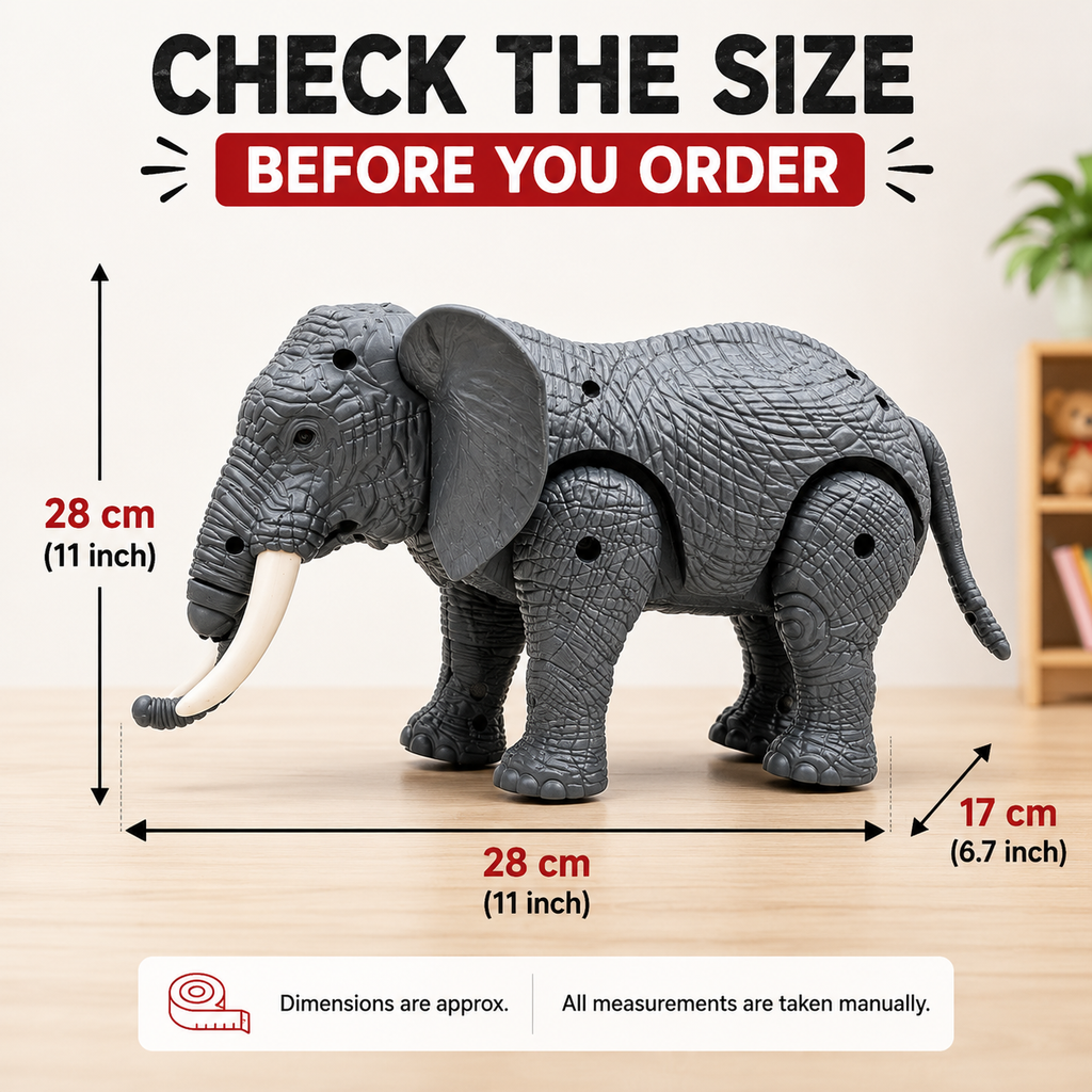 Walking Elephant Toy for Kids with Moving Trunk & Elephant Sound, Realistic Battery Operated Animal Toy for Boys & Girls
