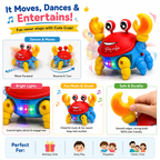 Dancing Crab Toy for Kids with Colorful LED Lights, Music & Sound, Moving Action & Blinking Claws, Fun Interactive Musical Toy for Boys & Girls