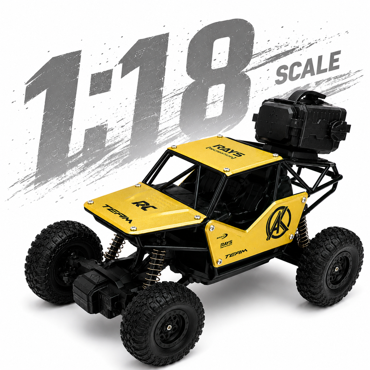 1:18 Scale RC Rock Crawler Car with 4-Wheel Suspension, Oversized Tires & Off-Road Control