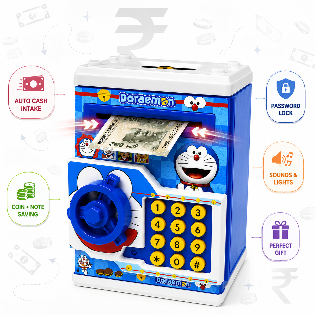 Hello Kitty Electronic ATM Money Bank for Kids with Password Lock | Auto Cash Deposit, Coin Saving, Sound & Light Educational Piggy Bank for Boys & Girls (Copy)