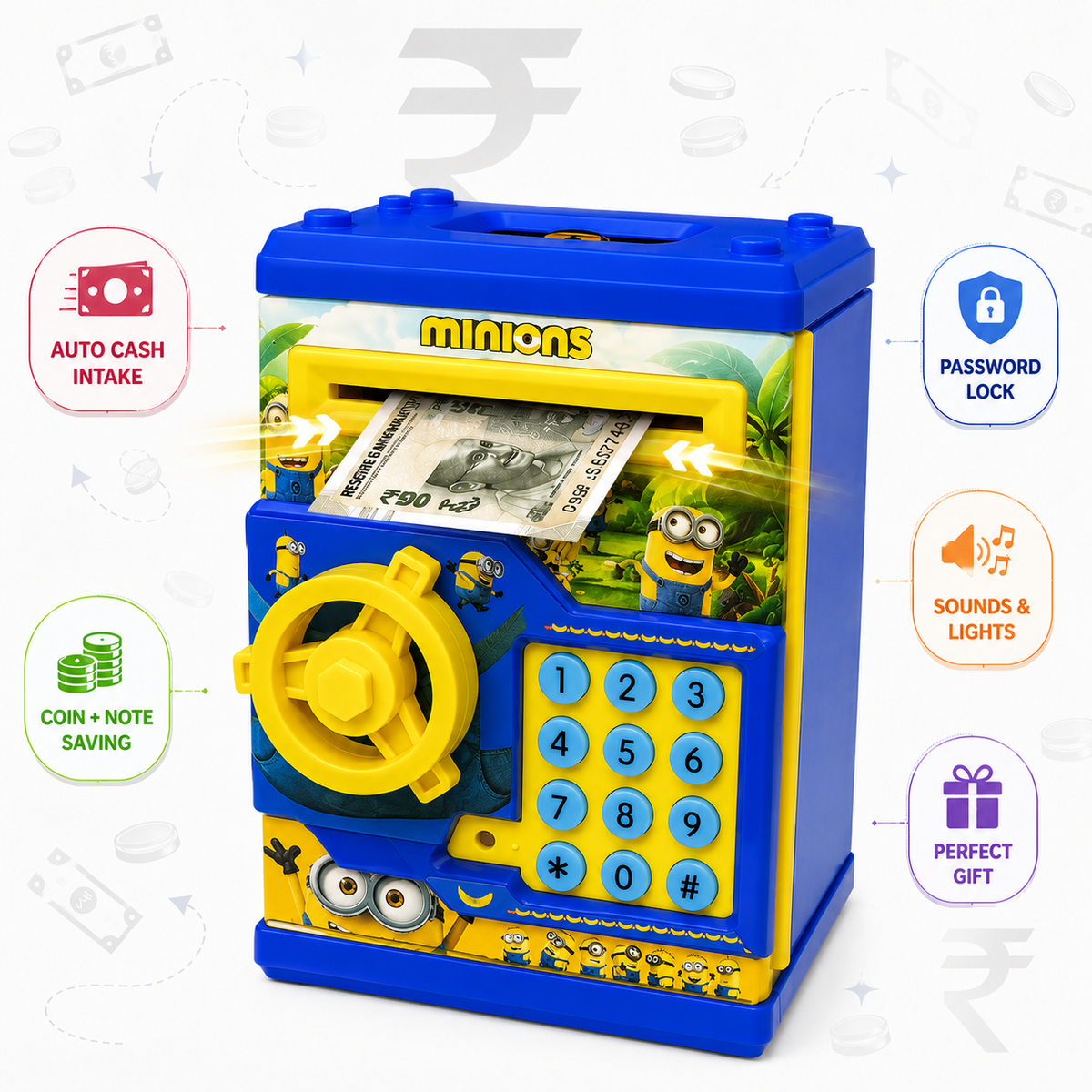 Hello Kitty Electronic ATM Money Bank for Kids with Password Lock | Auto Cash Deposit, Coin Saving, Sound & Light Educational Piggy Bank for Boys & Girls (Copy)