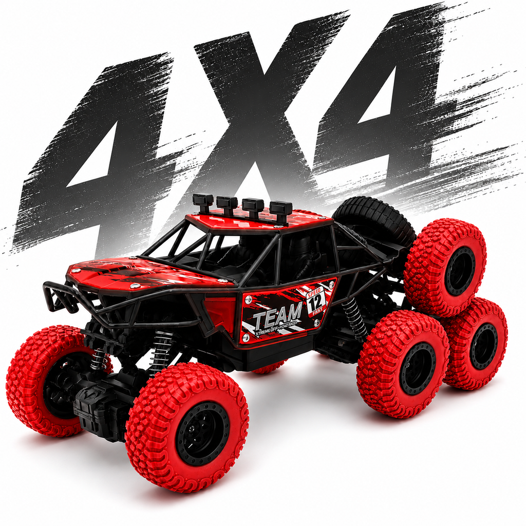 6 Wheel RC Rock Climbing Car with Real Mist Spray, Type-C Fast Charging & LED Lights | 2.4GHz Remote Control Off-Road Crawler for Kids