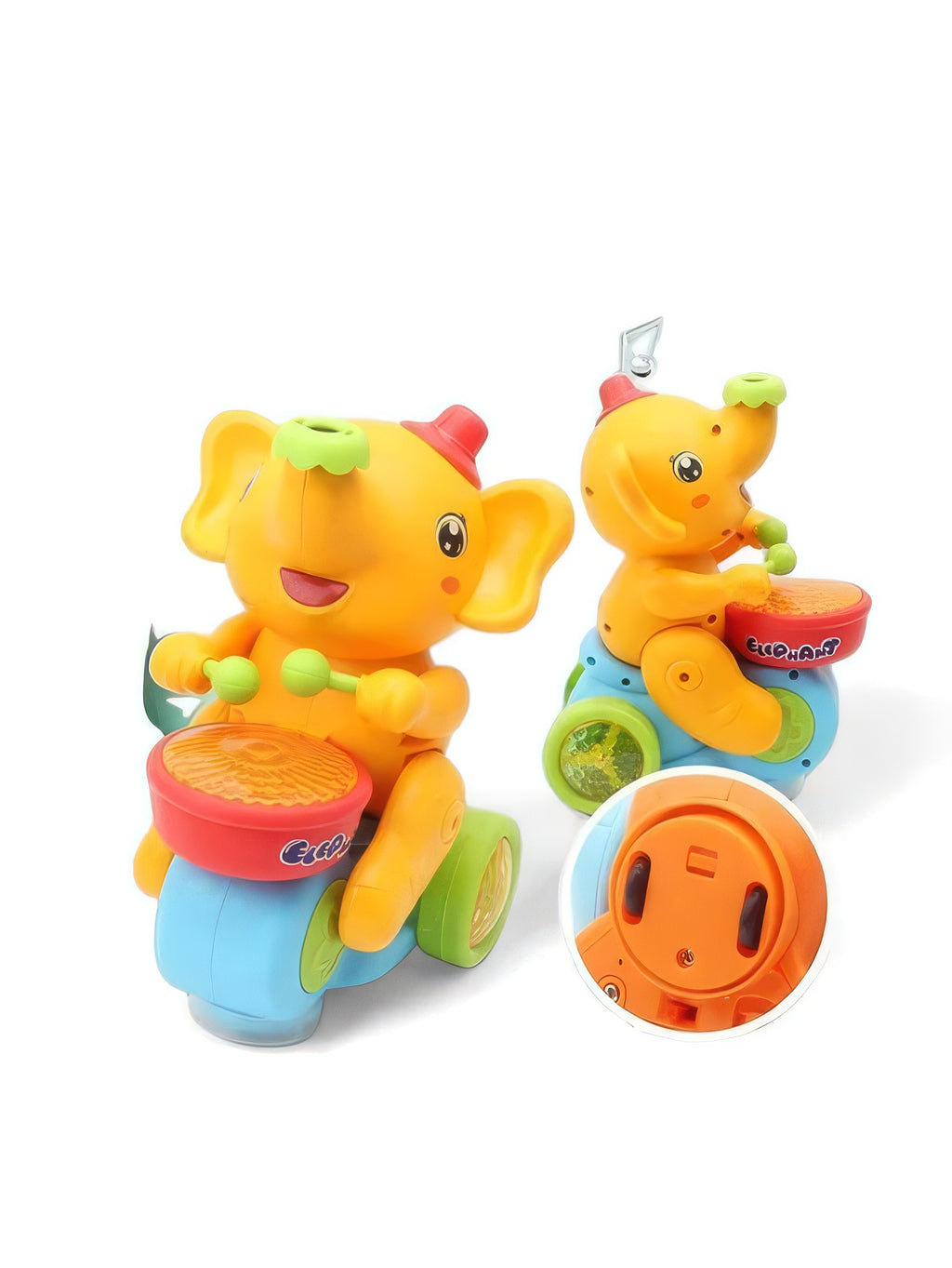 Elephant Drummer Toy with Music, Flashing Light & Ball Air Blowing Action, Drum Beating Fun Toy for Kids Boys & Girls
