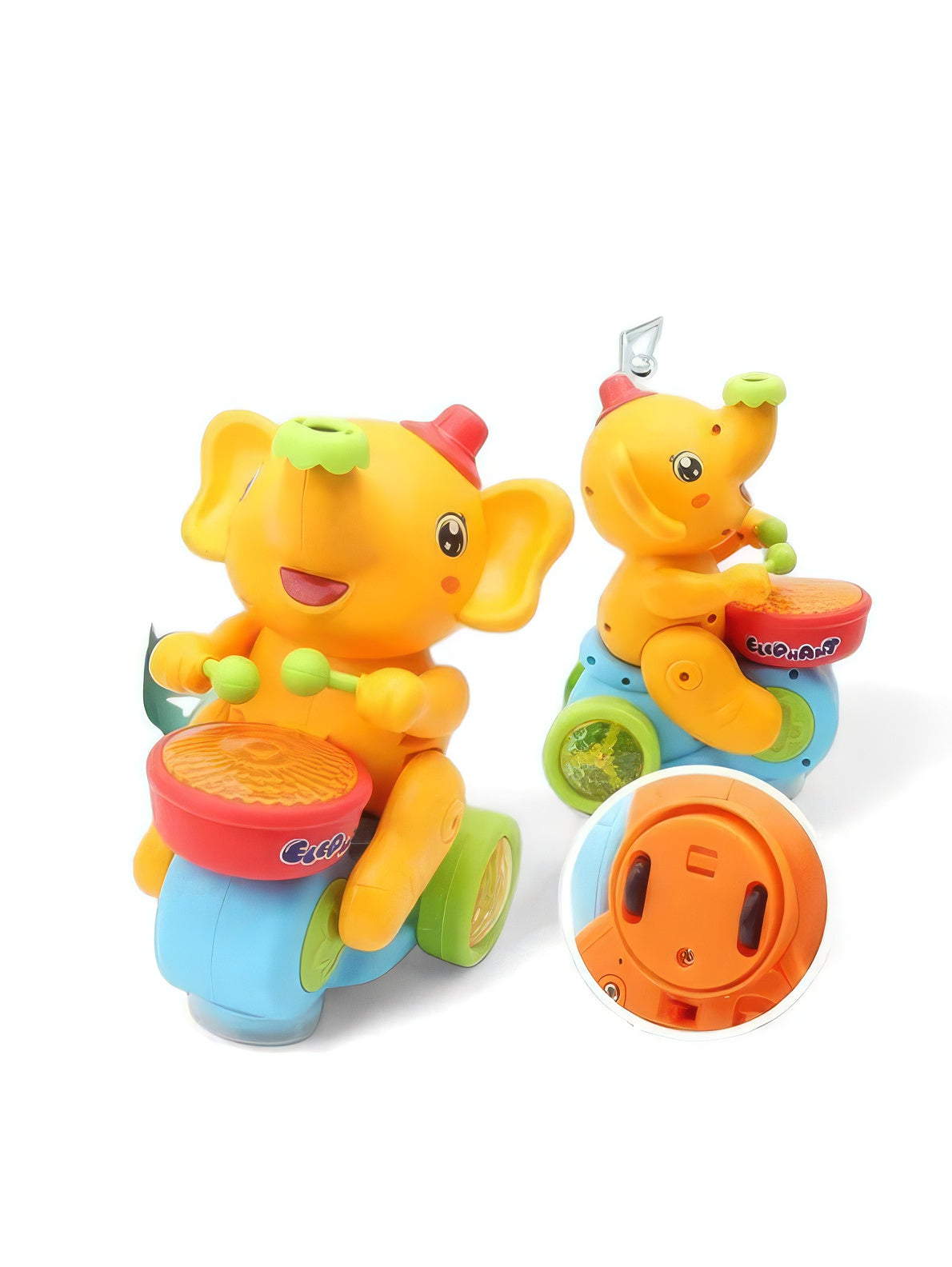 Elephant Drummer Toy with Music, Flashing Light & Ball Air Blowing Action, Drum Beating Fun Toy for Kids Boys & Girls