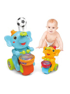 Elephant Drummer Toy with Music, Flashing Light & Ball Air Blowing Action, Drum Beating Fun Toy for Kids Boys & Girls