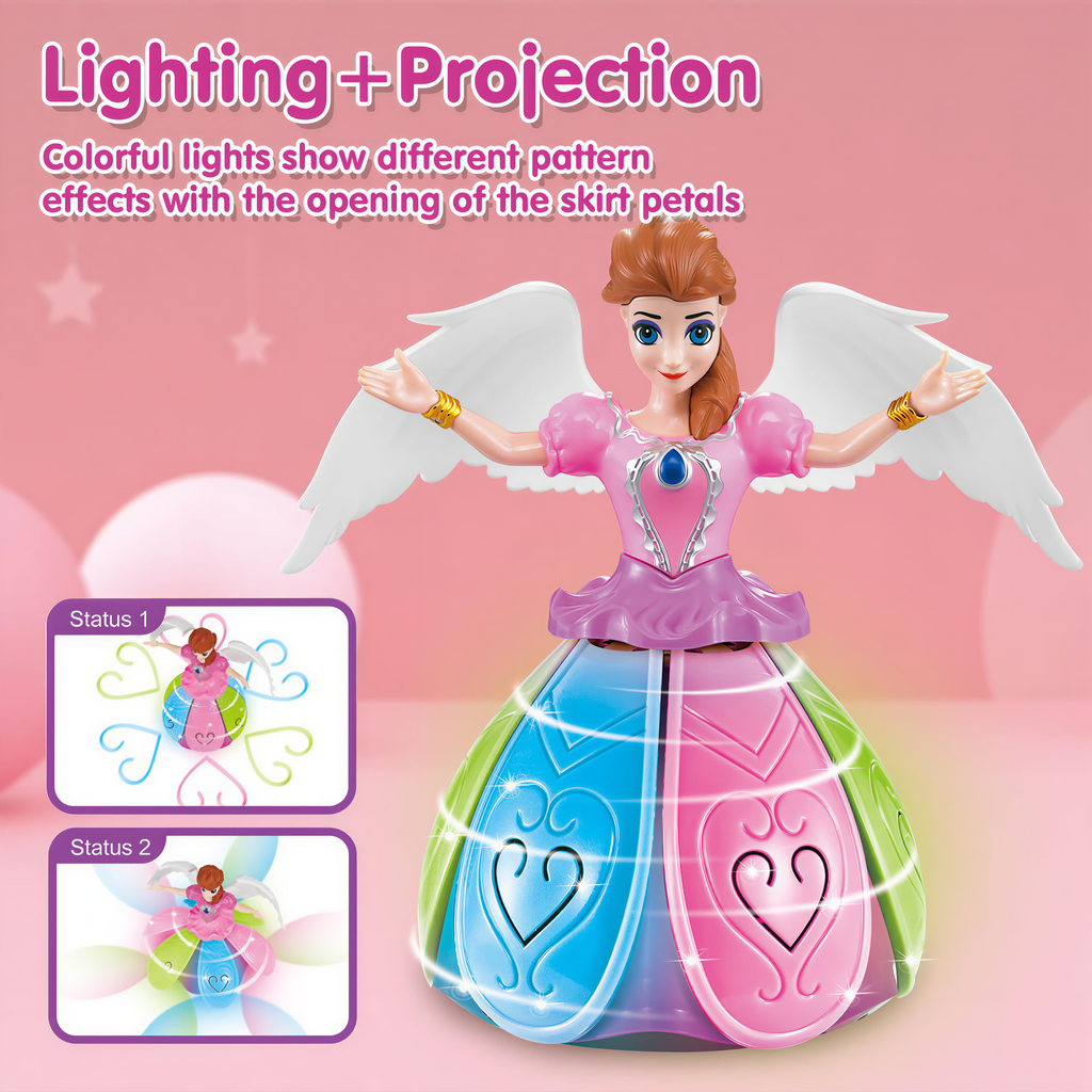 Angel Girl Musical Dancing Rotating Toy with Attractive Multi Color Flashing Lights for Kids