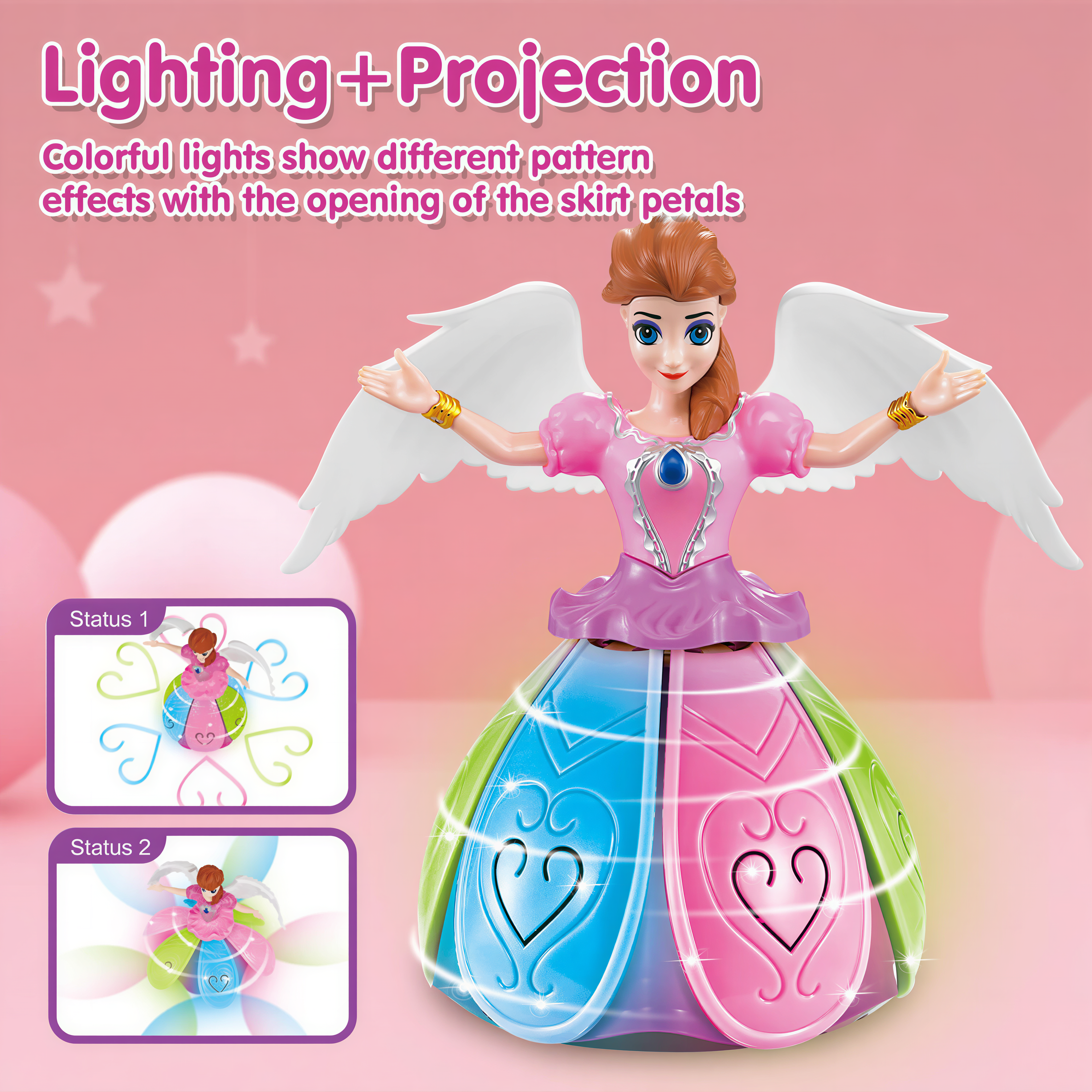 Angel Girl Musical Dancing Rotating Toy with Attractive Multi Color Flashing Lights for Kids